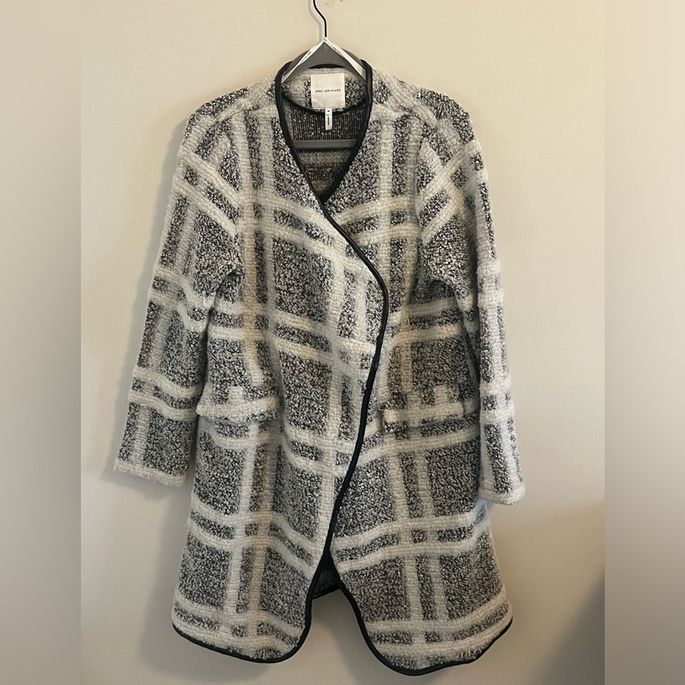 Avec Les Filles Black White and Gray Teddy Jacket